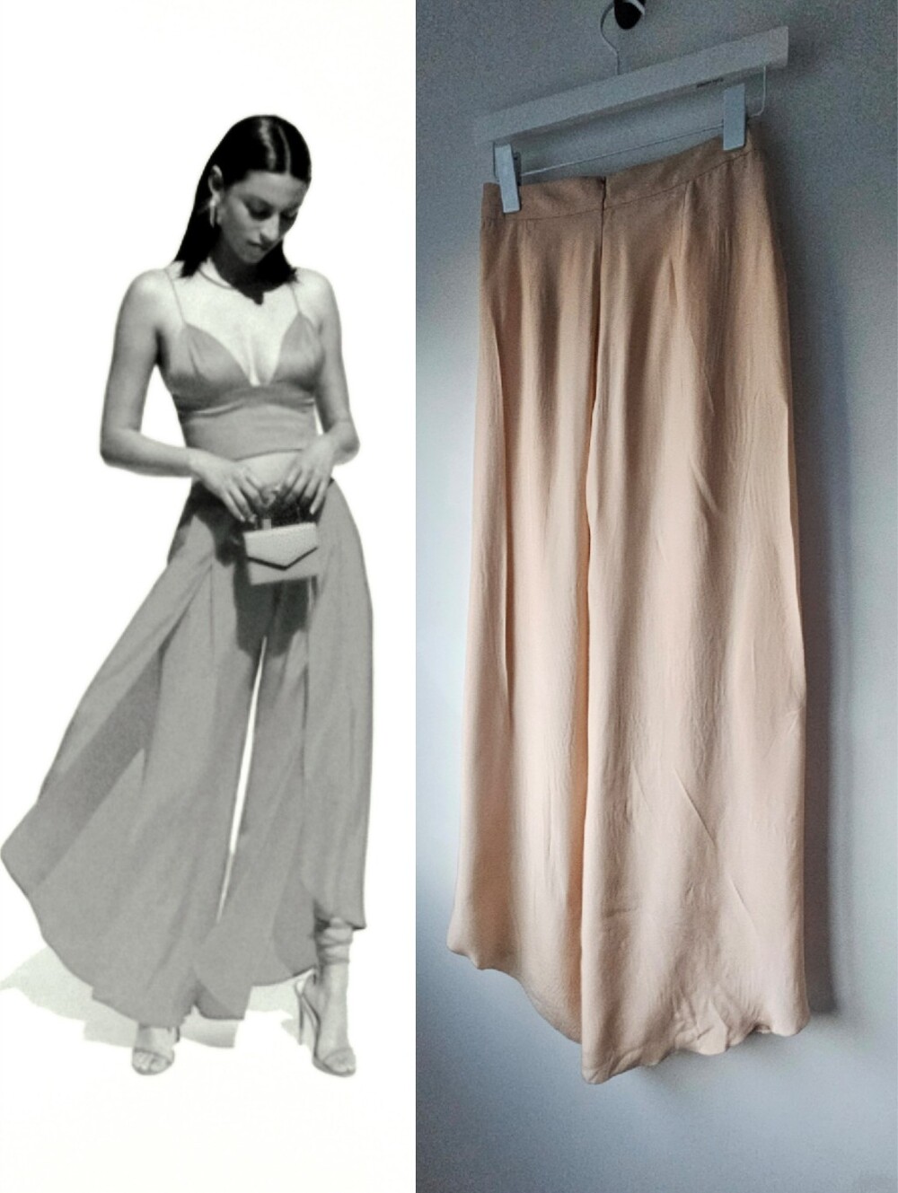 Jennifer Hope Eggshell Silk Split Leg Flowey Palazo Pants